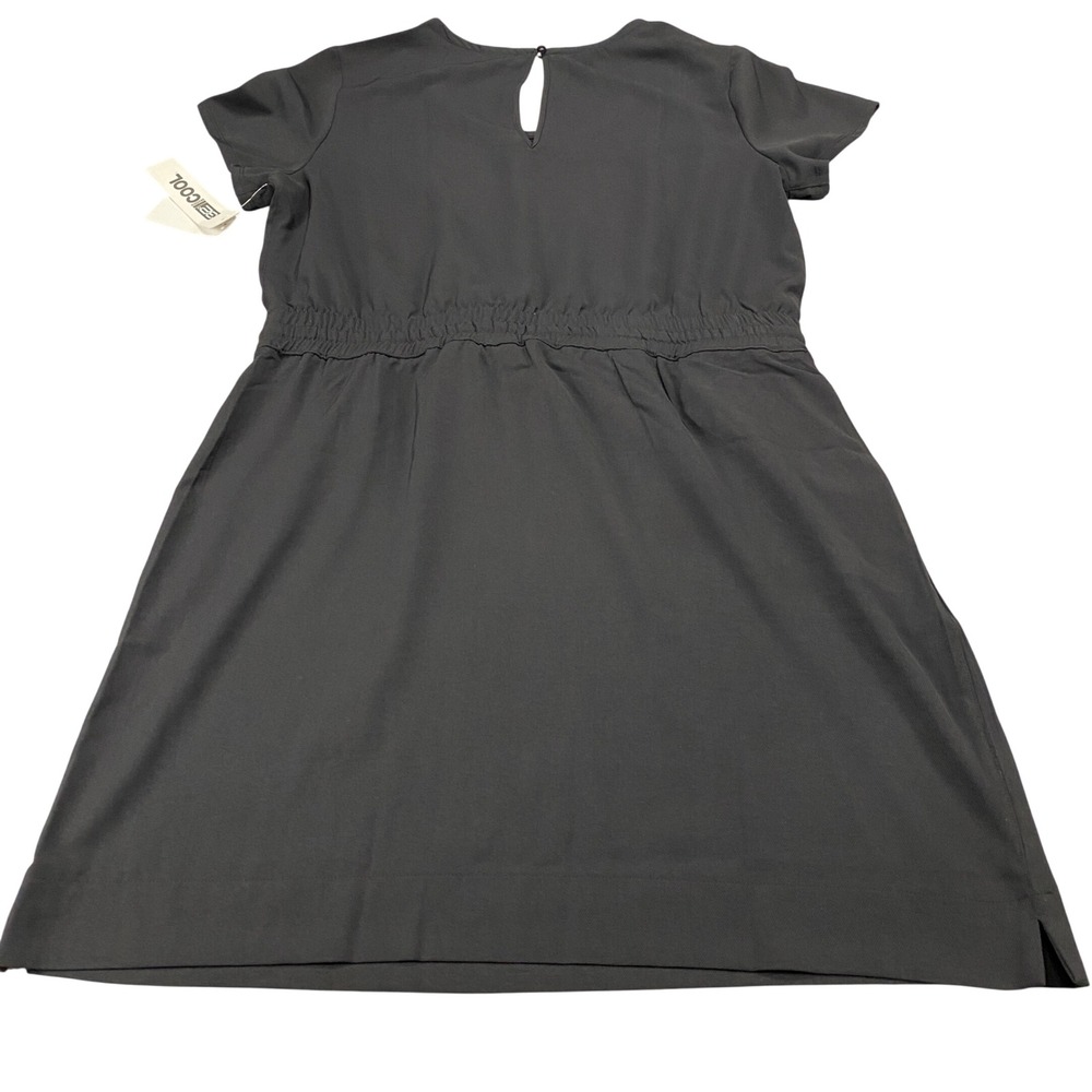 32 Degrees Cool Womens Black Short Sleeve Drawstring Waist Pocket Dress L‎ NEW